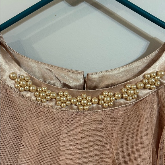 Kids dream girls size 14 tulle waterfall dress, Pearl details, blush rose gold - Picture 3 of 8